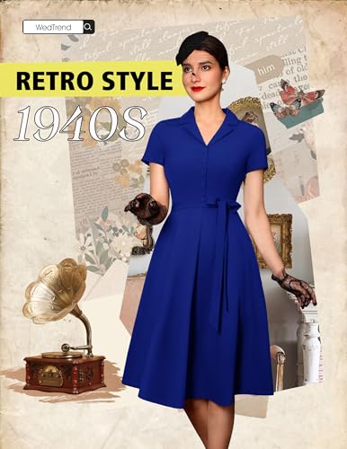 Image of Wedtrend Women's Vintage Tea Dress, Short Sleeve Cocktail Party Dress Work Church Casual Dress
