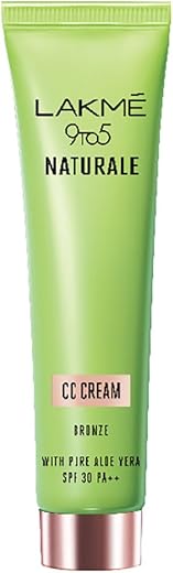 Lakme 9 to 5 Naturale CC Cream, Bronze, Spf 30 With Aloe Vera, Conceals Dark Spots & Blemishes, 30 g