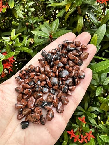 Image of GAF TREASURES 2 oz Lot Natural Semi Tumbled Gemstone Chips, Crushed Mini Crystals, Undrilled Crystal Chips (Mahogany Obsidian)
