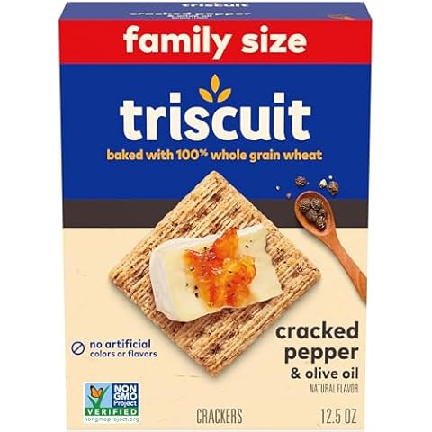 Triscuit Cracked Pepper & Olive Oil Whole Grain Wheat Crackers, Family Size, 12.5 oz Cover