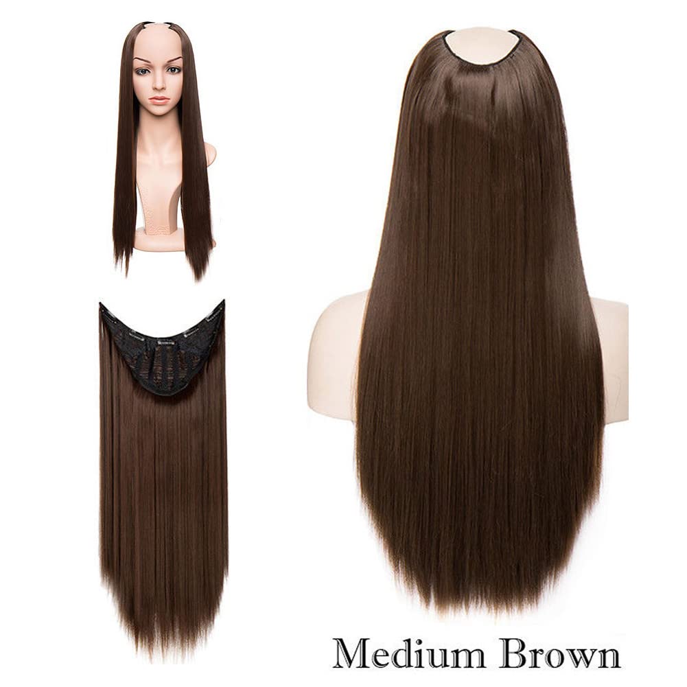 Medium brown,straight,U-Shaped wig 100% Hand Tied Straight U Part Wig - Medium Brown (4) – WIGI  main image 3