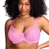 HSIA Minimizer Bra for Women - Plus Size Lace Bra Womans Full Coverage Bras Unlined Underwire Bra for Heavy Breast, Medium Pink 36DD