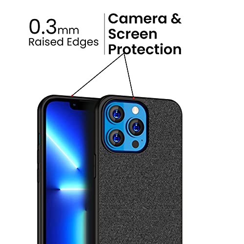 Image of Kapa Soft Fabric Hybrid Protective Back Case Cover for Apple iPhone 13 Pro (Black)