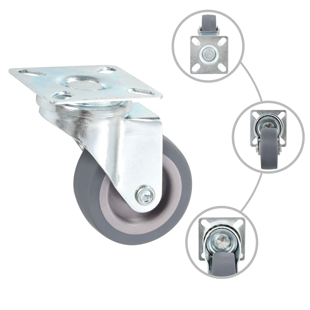 44 x Lenkrollen 50mm | Transportrollen Möbelrollen Rollen Set für Möbel | Max 35 kg (je Rolle) - Grau Rollendurchmesser: 50 mm