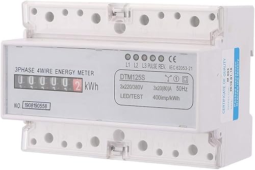 DTM125S 3-Phasen Stromzähler 20-80A, Digitaler KWh-Zähler 220/380V, DIN Rail Ene