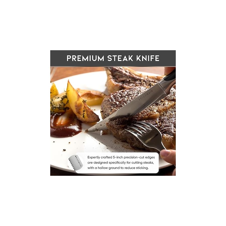Bellemain-Premium-Steak-Knives-Set-of-8-Kitchen-Knife-Sets-with-Steel-Blades-for-Precise-Cutting-Lightweight-Steak-Knife-Set-Stainless-Steel-Durable-Serrated-Steak-Knives-Dishwasher-Safe Bellemain Premium Steak Knives Set of 8, Kitchen Knife Sets with Steel Blades for Precise Cutting, Lightweight Steak Knife Set Stainless Steel & Durable, Serrated Steak Knives Dishwasher Safe