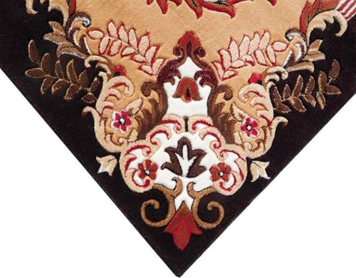Image of Soft Premium Brown Carpet 5x7 ft - Washable, Anti-Skid, Fade-Resistant Acrylic Rug for Living Room, Hall, Bedroom, Modern Decor