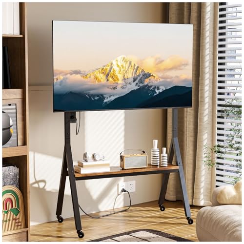 Opiniones y reviews de soportes para tv al mejor precio. 42 Simple Wisdom Soporte para TV móvil con Toma de Corriente,Soporte para TV con Lamas,Apto para TV de 32 a 75 Pulgadas,Carga máxima 60 kg,Ajuste de Altura,Base de Madera Segura