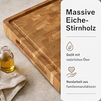 B4K Schneidebrett aus Eiche Stirnholz 50 × 35 × 4 cm – Ansicht 7