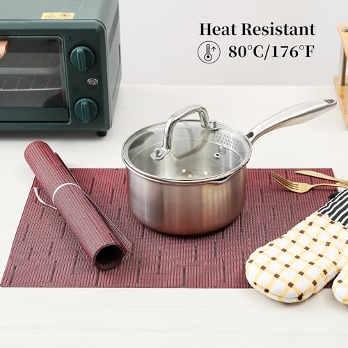 Leetaltree Jogo americano bordô conjunto de 6 - tapetes antiderrapantes resistentes ao calor para me