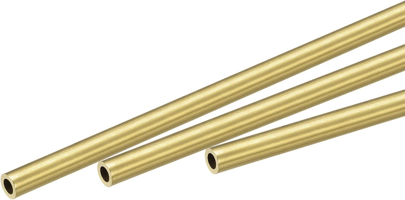 Brass Round Tube 4mm OD 1mm Wall Thickness 200mm Length Pipe Tubing 3 Pcs
