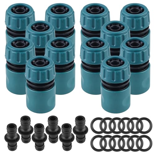 Gartenschlauch Anschluss Set, Schlauchverbinder 1/2 Zoll Doppelstecker schlauchkupplung Adapter, Verbinder Zubehör Schnellverbindung Leckfrei für Garten und Haus Wasserhahn, 18 Stück