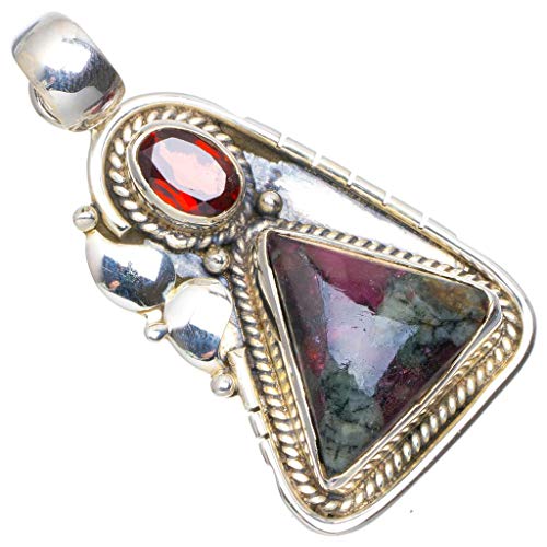 Pendentif Ruby Zoisite argent 925 fait main pendentif pierre naturelle rouge vert