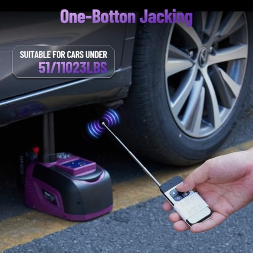 Uaoaii Elektrischer Wagenheber, 5 Tonnen, 21 V 4,0 Ah Akku und LED-Licht, Hydraulik-Kit für Auto, SUV, Limousine, MPV, Reifenwechsel, Garagenreparatur, (Hubbereich 15-45 cm)