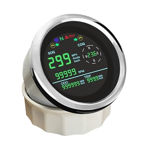 Miniatura 2 de ELING Velocímetro GPS digital para motocicleta de 3-38 pulgadas, 299 Kmh MPH nudos con tacómetro de 19999 RPM con alarma, tipo universal para
