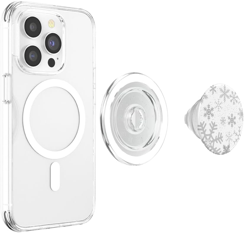 Snowflakes Christmas Winter Ice Gray Snow Frost White PopSockets PopGrip for MagSafe