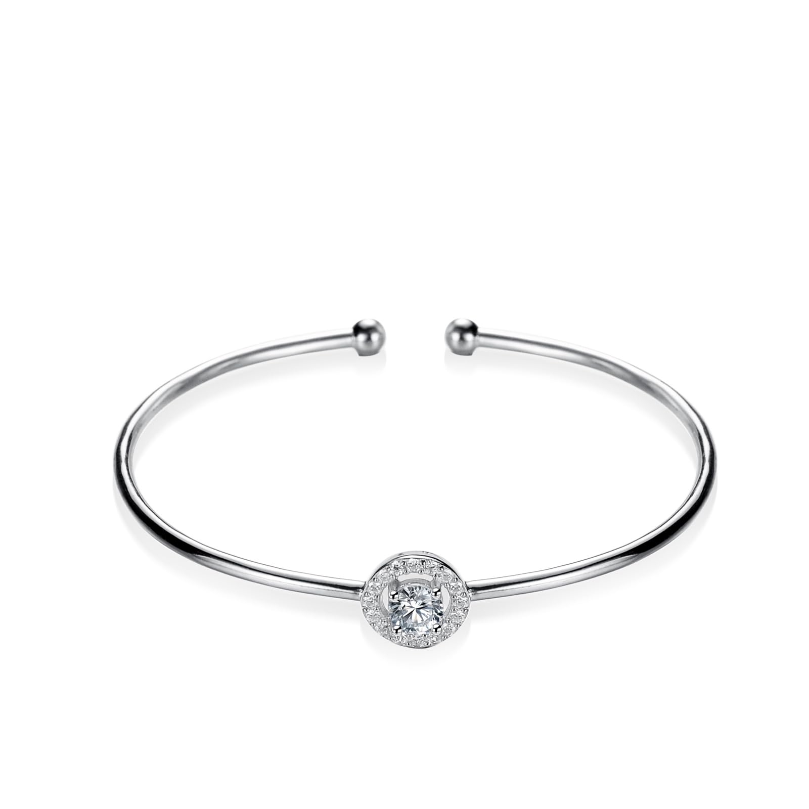 Bransoletki damskie złote, 0,5 ct diamenty tworzone Halo Open Gold 375, 9/14/18K białe złoto & PT950