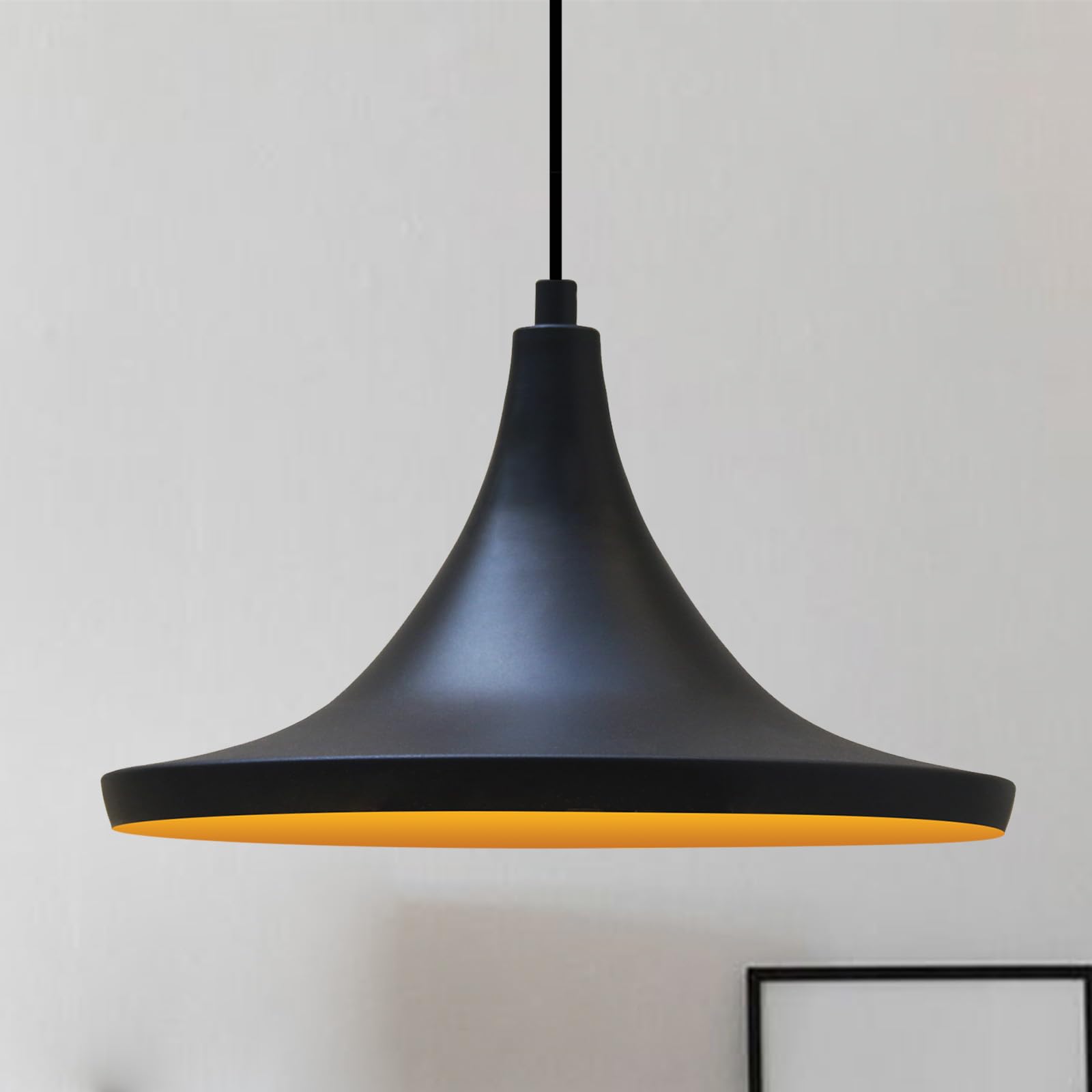 bamyum Genisy Pendelleuchte 31 cm Hängelampe Metall E27 Moderne Innen Esstisch Lampe, Skandinavisch Pendellampe für Schlafzimmer Wohnzimmer Küche Esstisch, Schwarz Küchenlampe Hängend