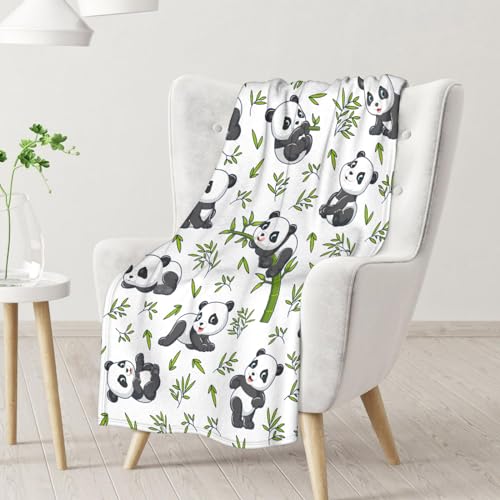 Mercuryelf Panda Throw Blanket - Soft, Fuzzy & Warm - 30x40 Inches Small Blankets for Lap, Crib - White Aesthetic Throws Gift for Baby