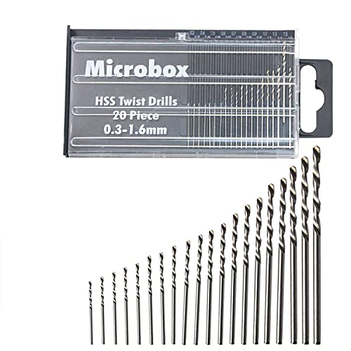 Mini HSS 0.3mm-1.6mm Woodworking Micro Twist Drill Bit Set Tools Kit - 20 Pieces with Box