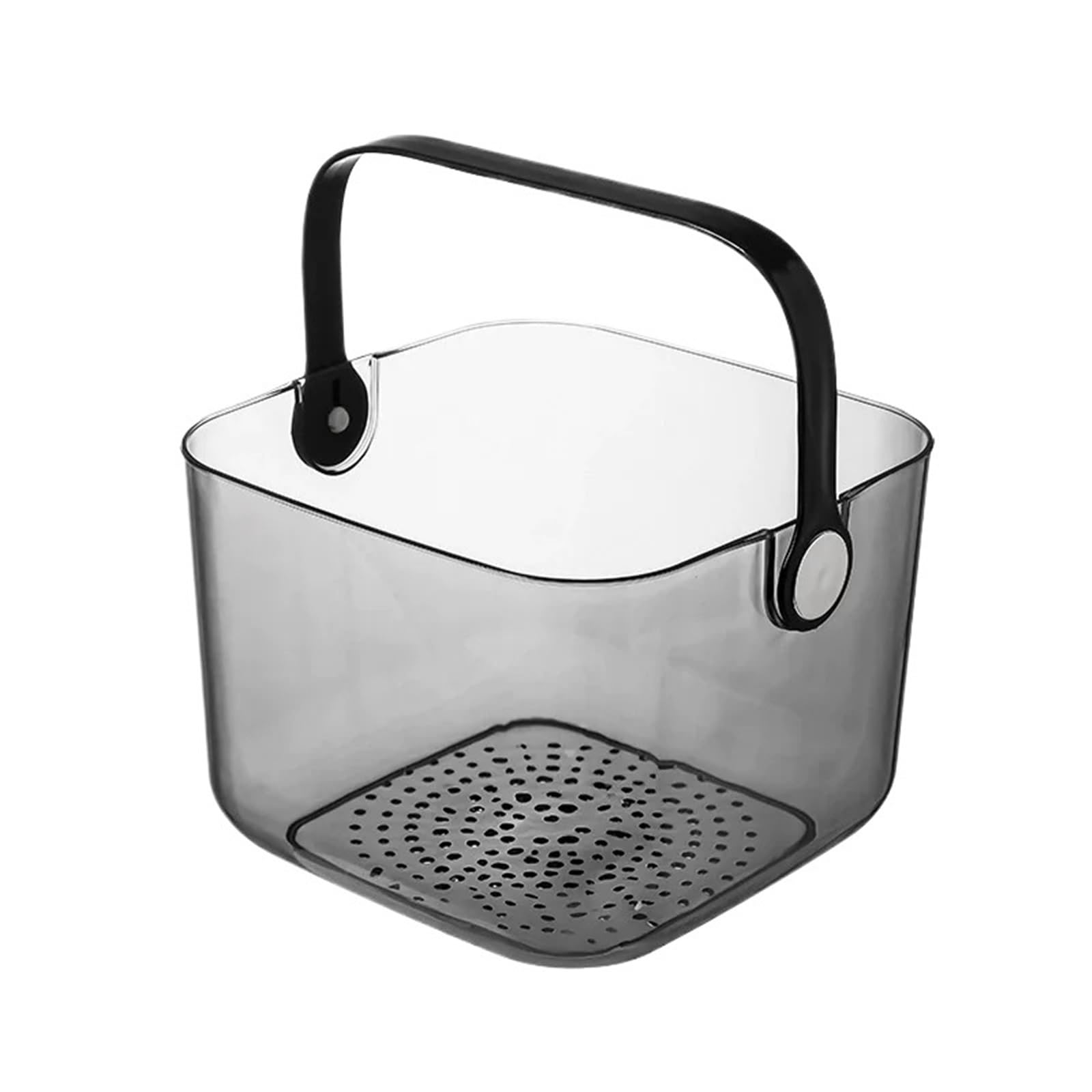 BAYNOPURIN Shower Bag Hollow Bottom Shower Caddy Transparent Drainable Storage Basket With Handles For Bathroom Organization(Black)