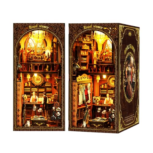 MAKEASY Book Nook Kit with LED Lights, 3D Wooden Puzzle DIY 