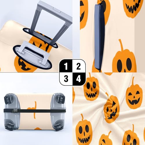 Travel Luggage Cover Suitcase Protector Scratch-Resistant Fit, Not Included Suitcase Pumpkin Halloween Pattern S4