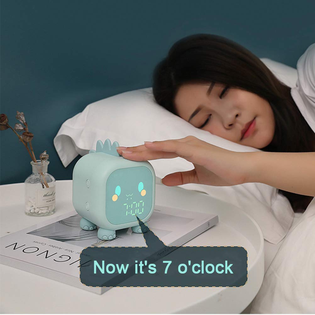 Reloj despertador para niños, lindo reloj despertador digital de dinosaurio para niños, reloj de noche, entrenador de sueño para niños, luz de despertador y luz de noche, regalos de cumpleaños para