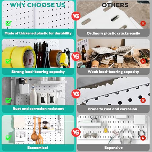 BOLUTDIF Stecktafel-Organizer aus Kunststoff, klein, 4,5 kg Kapazität, für Spielzimmer, Kinderzimmer, Heimbüro, Küche, Weiß, 6 Stück