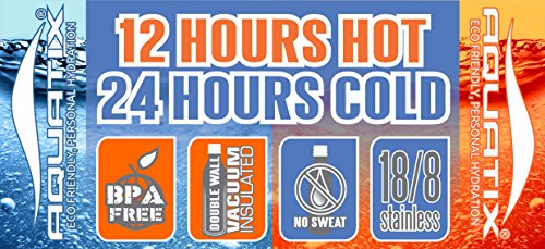 Aquatix Insulated Black 21 Oz Double Wall Vacuum Thermal Bottle Personal Hydration Sports Water Bottles Keeps Your Water Cold For 24 Hours And Hot For 12 Hours #TOP1