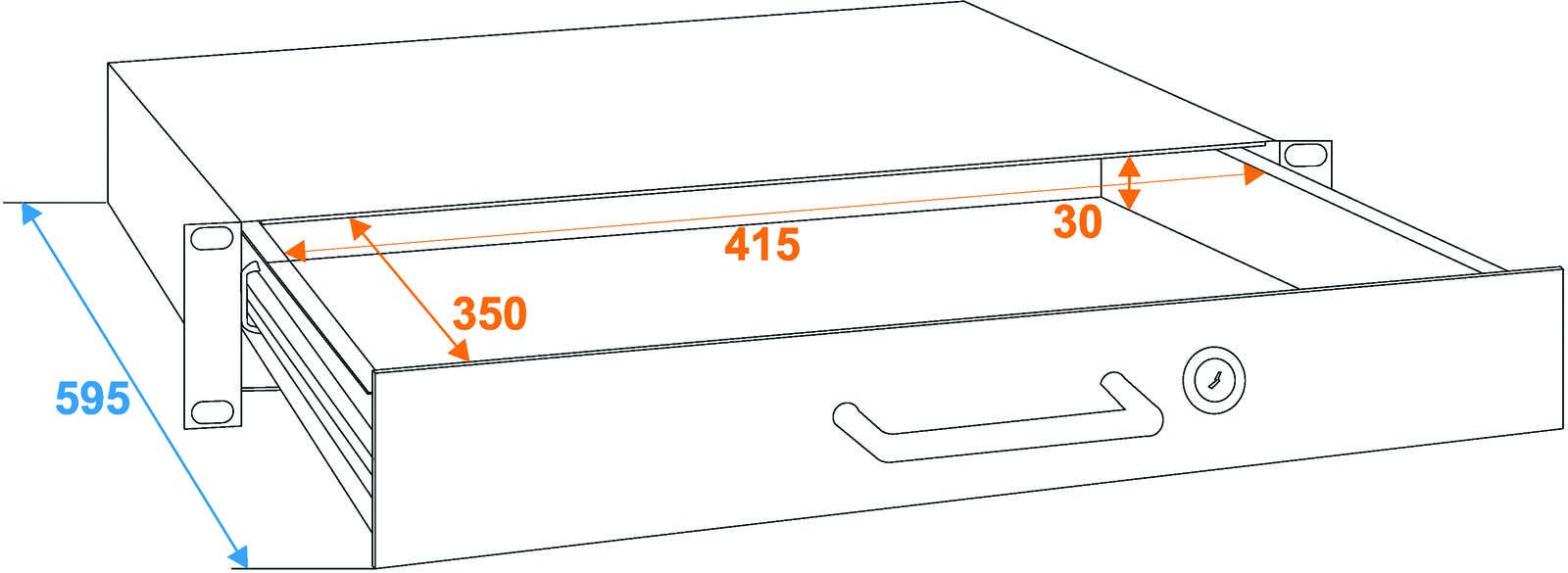 Tiroir rack 1U 48,3 cm avec serrure – Convient pour rack standard de 48,3 cm Flightcase pour armoire réseau, serveur, boîtier AV, compartiment coulissant