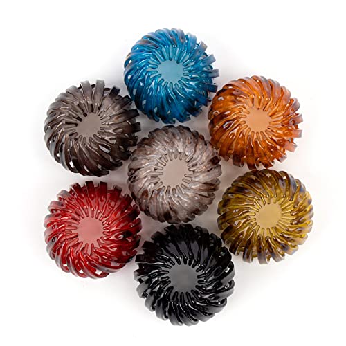 Framendino, 7 Pack Bird Nest Shaped Hair Clips Expandable Ponytail Holder Clip Nest Plate Hairpin Bun Holder for Women Girls