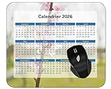 YENDOSTEEN Calendrier 2026 Tapis de Souris Rectangulaire Unis,Tige De Bouton Floral vec Su...