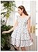 RoseSeek Girl's Floral Summer Dress Ruffle Shirred High Waist Ruched Sweetheart A Line Spring Dress Blue and White 12Y
