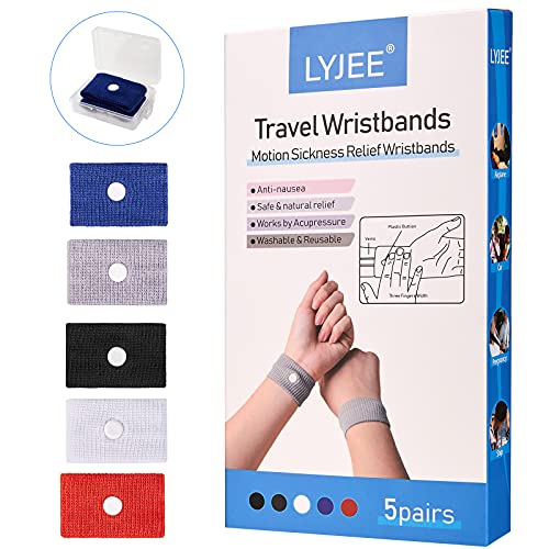 Motion Sickness Wristbands, LYJEE Anti-Nausea Wristbands, Car Sea Sickness Relief Wristbands, Morning Sickness Acupressure Relief Bands for Pregnant Women Adult