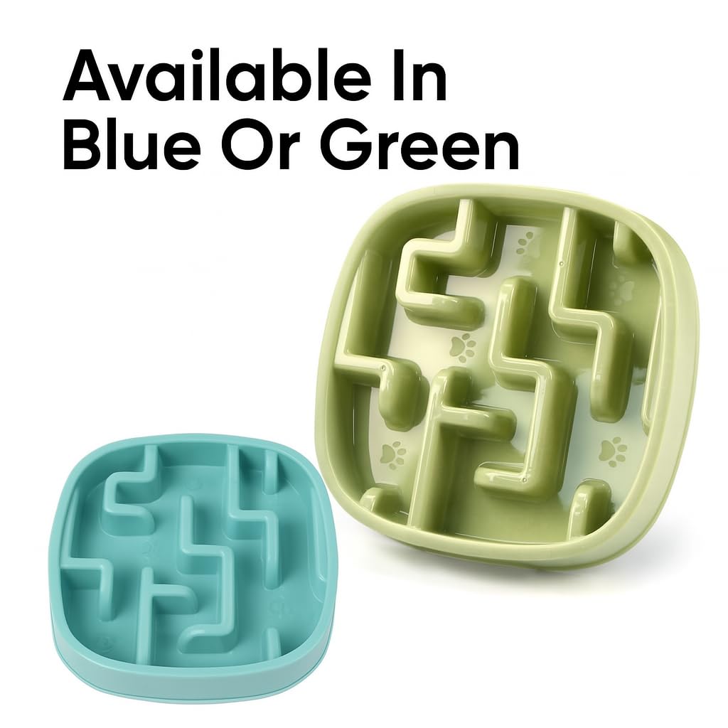 Slow Feeder Bowl, Puzzle Maze for Fast Eaters, Small to Medium Dogs, Helps Prevent Bloat & Aid Digestion, Holds 2 Cups Wet or Dry Food, Non-Slip, Made Without BPA, Blue - image 6