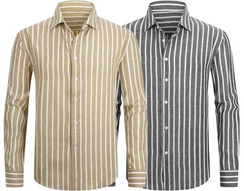 Image of Zombom Men's Regular Fit Vertical Striped Casual Shirt | Full Sleeve Cotton Blend Shirt for Men | Slim Fit Stylish Party
