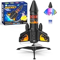 Ovaasy Rocket Launcher for Kids, 200 ft Self Launching Motorized Rocket Toy with LED and Safety Parachute Land, Outdoor Toys Cool Birthday for Boys Ages 8-12 (Orange)