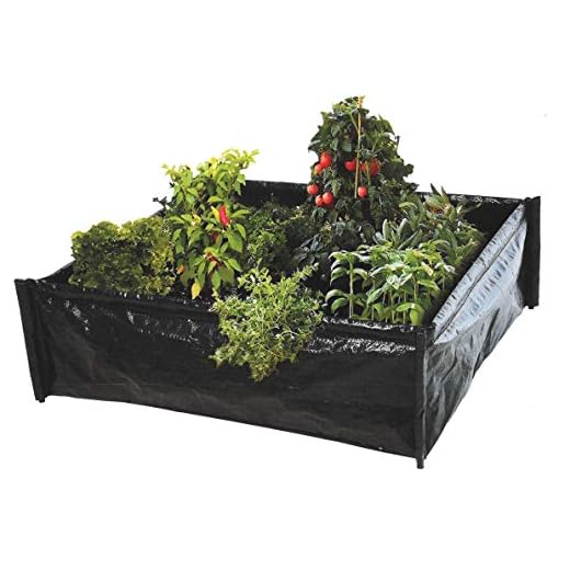 Rammento 75x75x25cm Polyethylene Raised Flower Bed | Large Vegetable Growing Patch, Garden Grow Bag Kit | Durable Plastic Raised Grow Bed, Easy Setup
