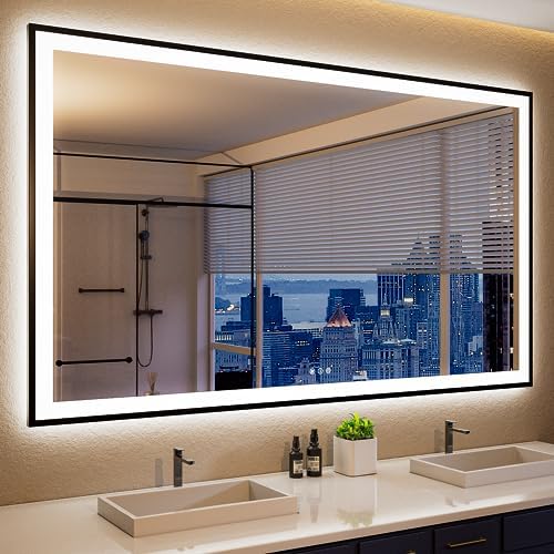 Amazon.com: Amorho LED Bathroom Mirror 60''x 40'' with Front and ...