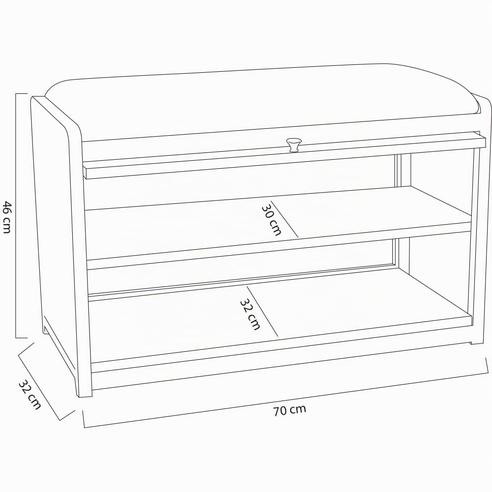 BAKAJI Meuble à chaussures avec assise et 2 compartiments intérieurs peu encombrants, meuble banc à chaussures avec porte transparente et base antidérapante pour entrée, chambre à coucher, entrée 70 x