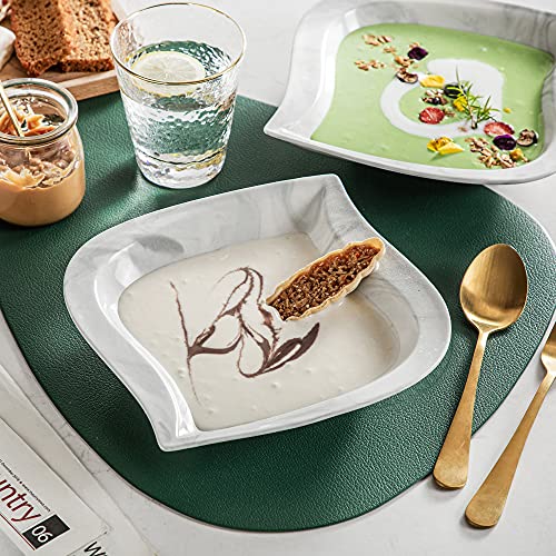 Malacasa Marble Grey Soup Plates, 22 Oz Porcelain Salad Pasta Bowls Dinner Set, Large Serving Bowls Set For Soup, Ramen And Pasta, Set Of 6, Series Elvira #TOP6