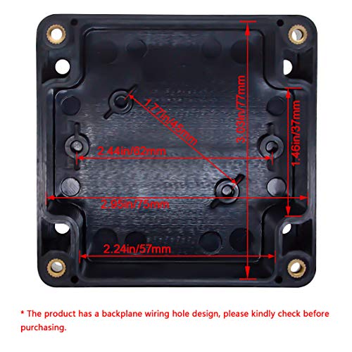 LeMotech ABS Plastic Electrical Project Case Power Junction Box, Project Box Black 3.27"x3.19"x2.2"(83 x 81 x 56mm)(Pack of 2)