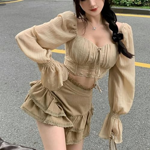 Chemise transparente à manches bouffantes style doux blanc S - 7