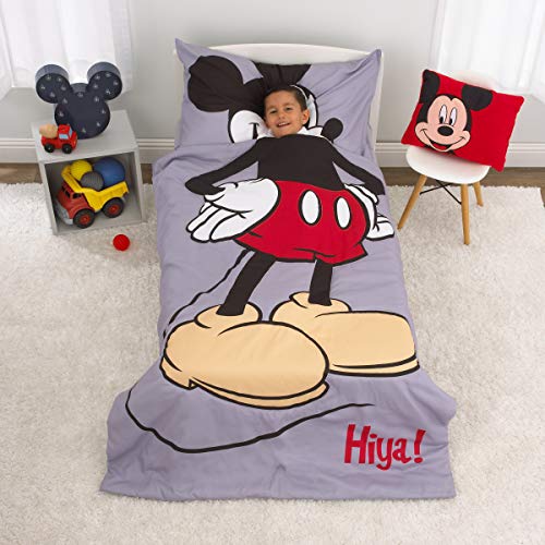 Taie d'oreiller et drap Mickey Mouse avec parure de lit 4 pièces