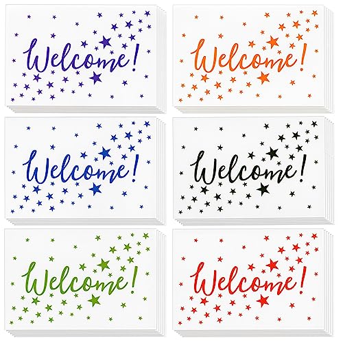 BEST PAPER GREETINGS 36 Pack Bulk Welcome Cards with Envelopes for Guests, Employees, Business, Star Pattern Design, Blank Interior (4x6 In)