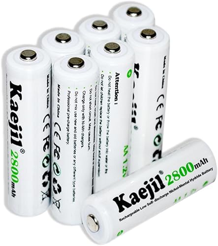 Baterías AA recargables, paquete de 8 baterías doble A de 2800 mAh, carga previa NiMH baja autodescarga recarga hasta 1200 ciclos