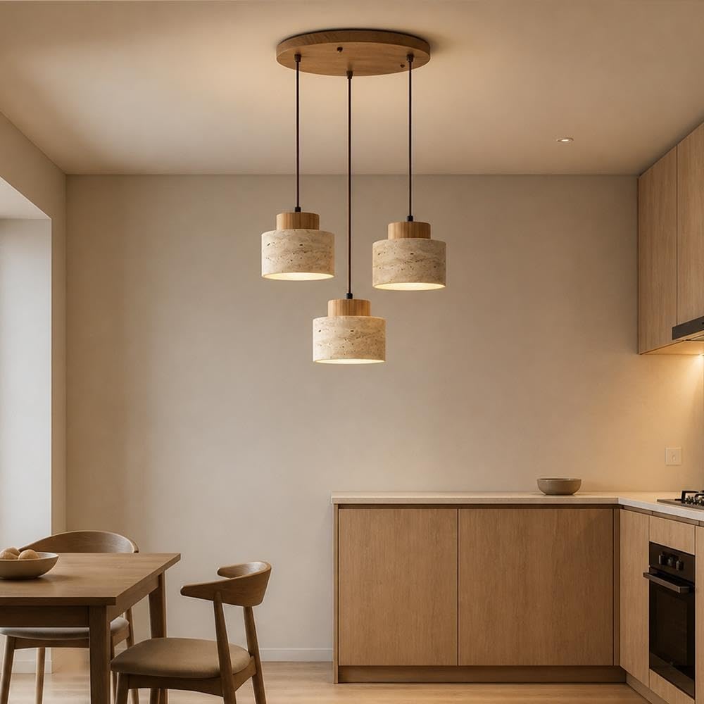 Lampa Wisząca E27 Drewna Lampa Wisząca Z Naturalnego Kamienia Żółtego