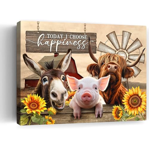 Beabalea-Farmhouse-Animals-Canvas-Kitchen-Wall-Art-Rustic-Sunflowers-Donkey-Cow-Pig-Pictures-Wall-Decor-Country-Red-Barn-Windmills-Artwork-Painting-for-Bedroom-Bathroom-Living-Room-12x16 Beabalea Farmhouse Animals Canvas Kitchen Wall Art Rustic Sunflowers Donkey Cow Pig Pictures Wall Decor Country Red Barn Windmills Artwork Painting for Bedroom Bathroom Living Room 12×16