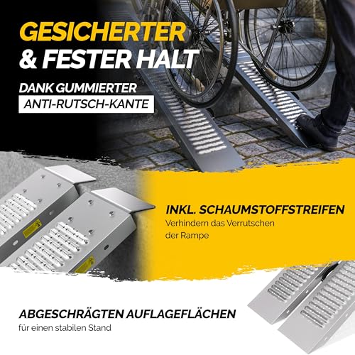 MONZANA® 2X Auffahrrampe 400kg (je 200kg) klappbar Laderampe verzinkter Stahl rutschfeste Oberfläche Auffahrschiene Verladerampe PKW Verladeschiene